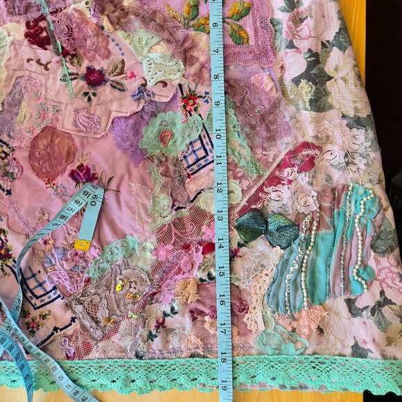 Lavender Embroidered Crazy Quilt Skirt | Roselani Jasmin | Size Small - Picture 12 of 16